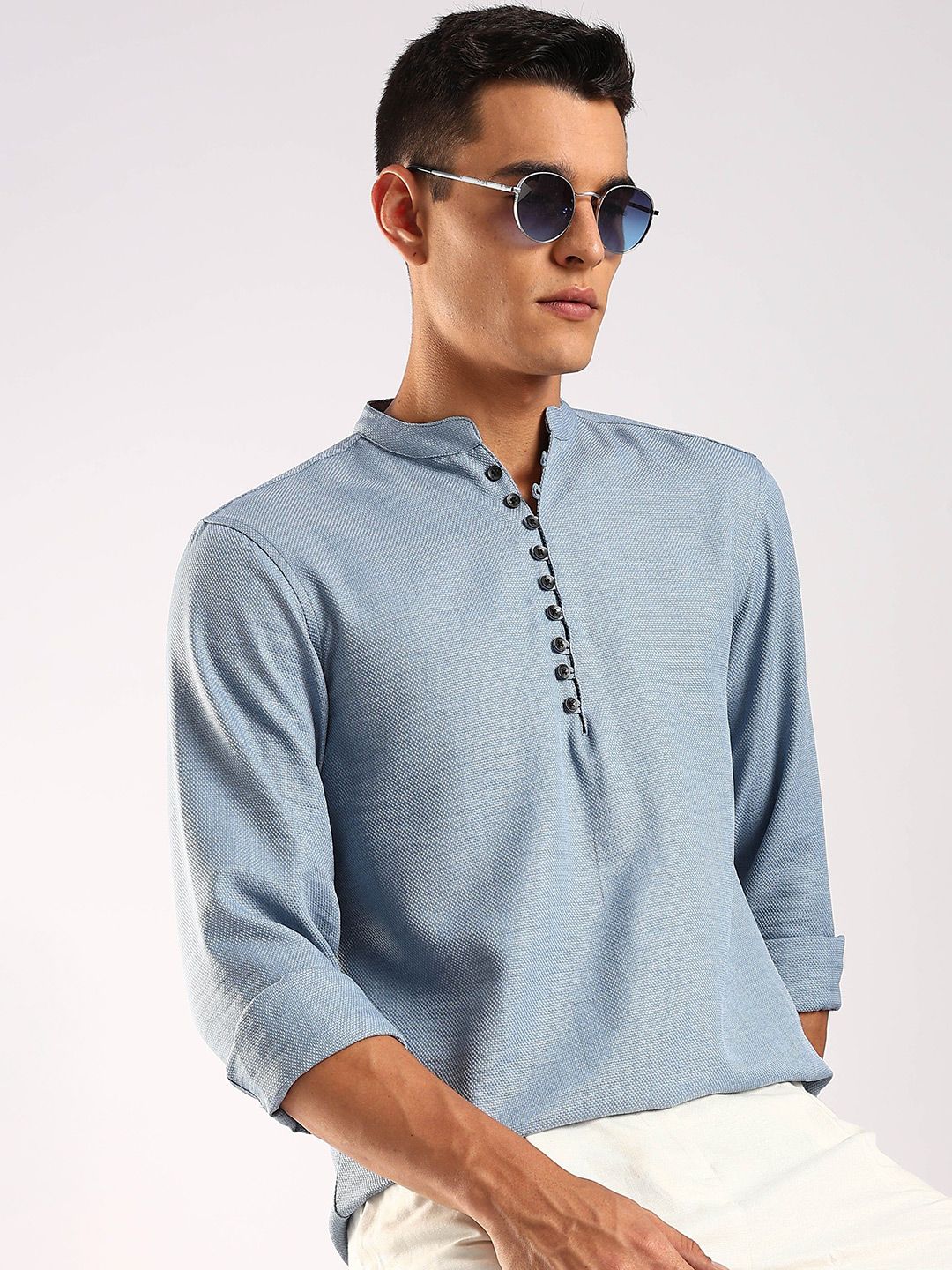 HERE&NOW Men Mandarin Collar Straight Kurta