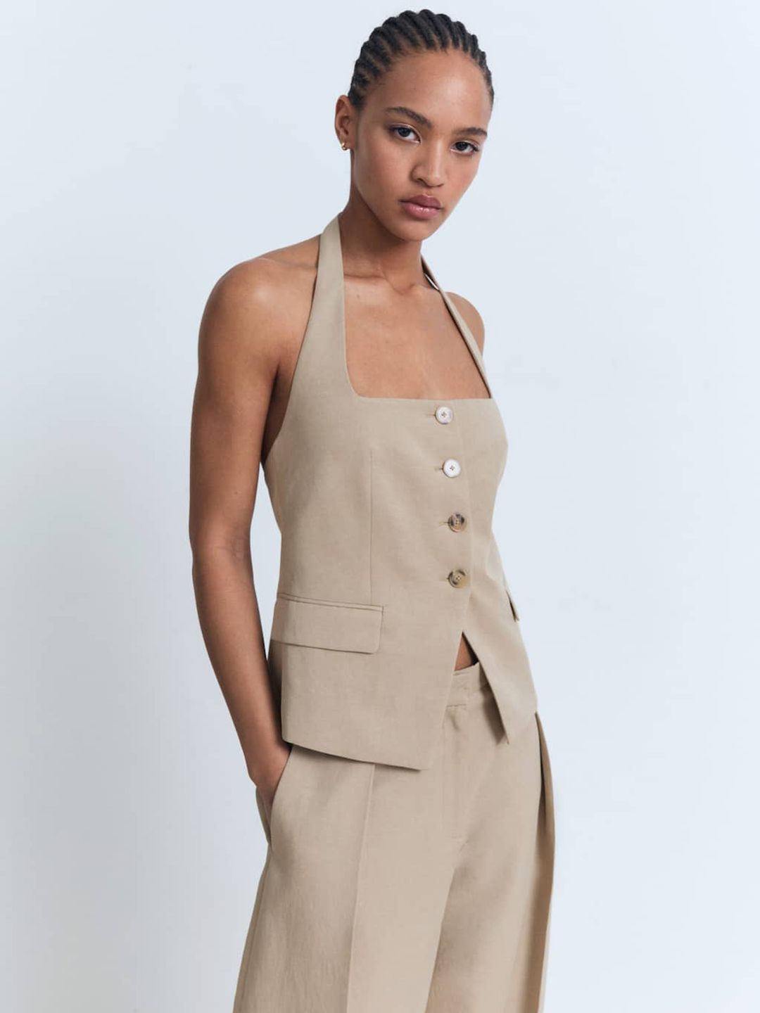 Single-Breasted Halter Neck Waistcoat