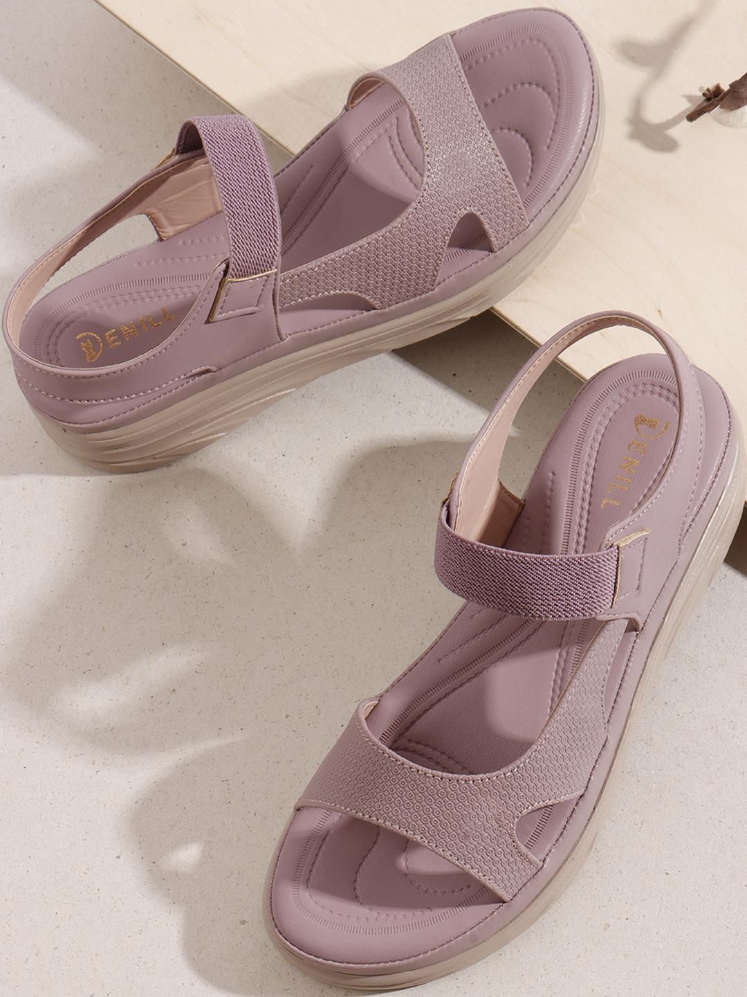 Denill Denill Peach Comfortable Ankle Strap Flat Sandals