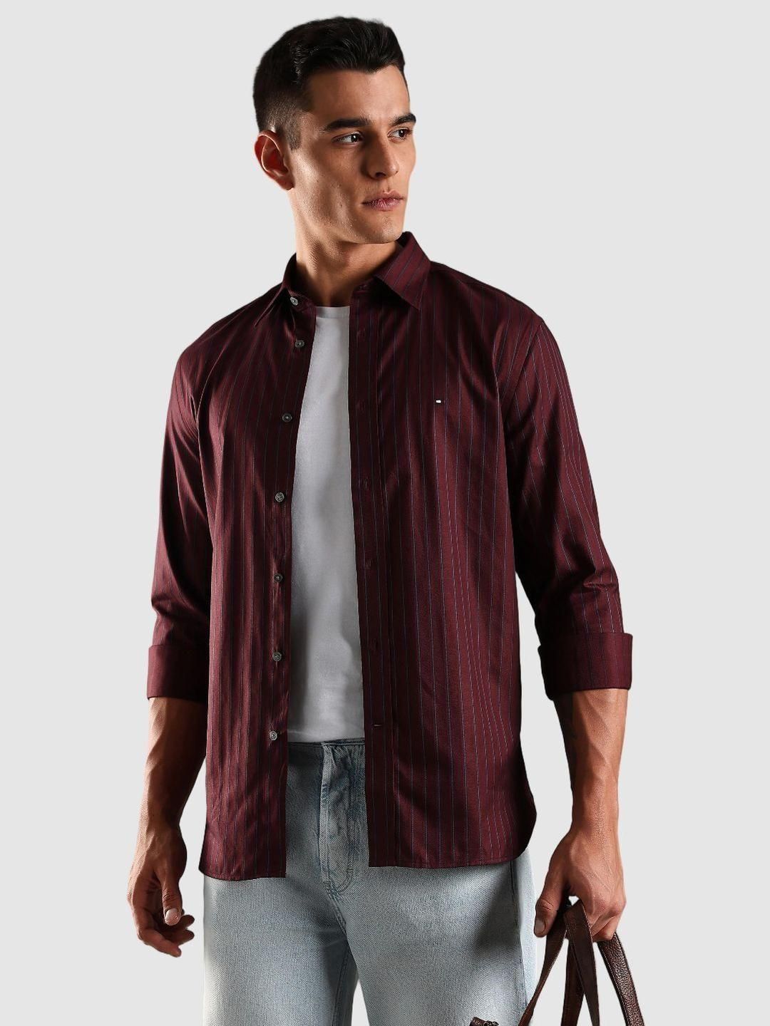 Tommy Hilfiger Tommy Hilfiger Striped Embroidered Dobby Woven Casual Shirt