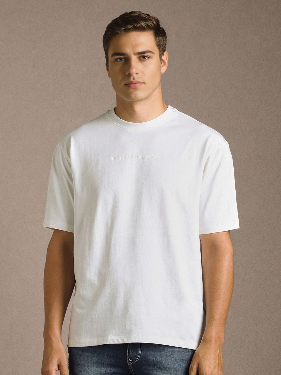 Louis Philippe Jeans Round Neck Cotton Relaxed Fit T-shirt