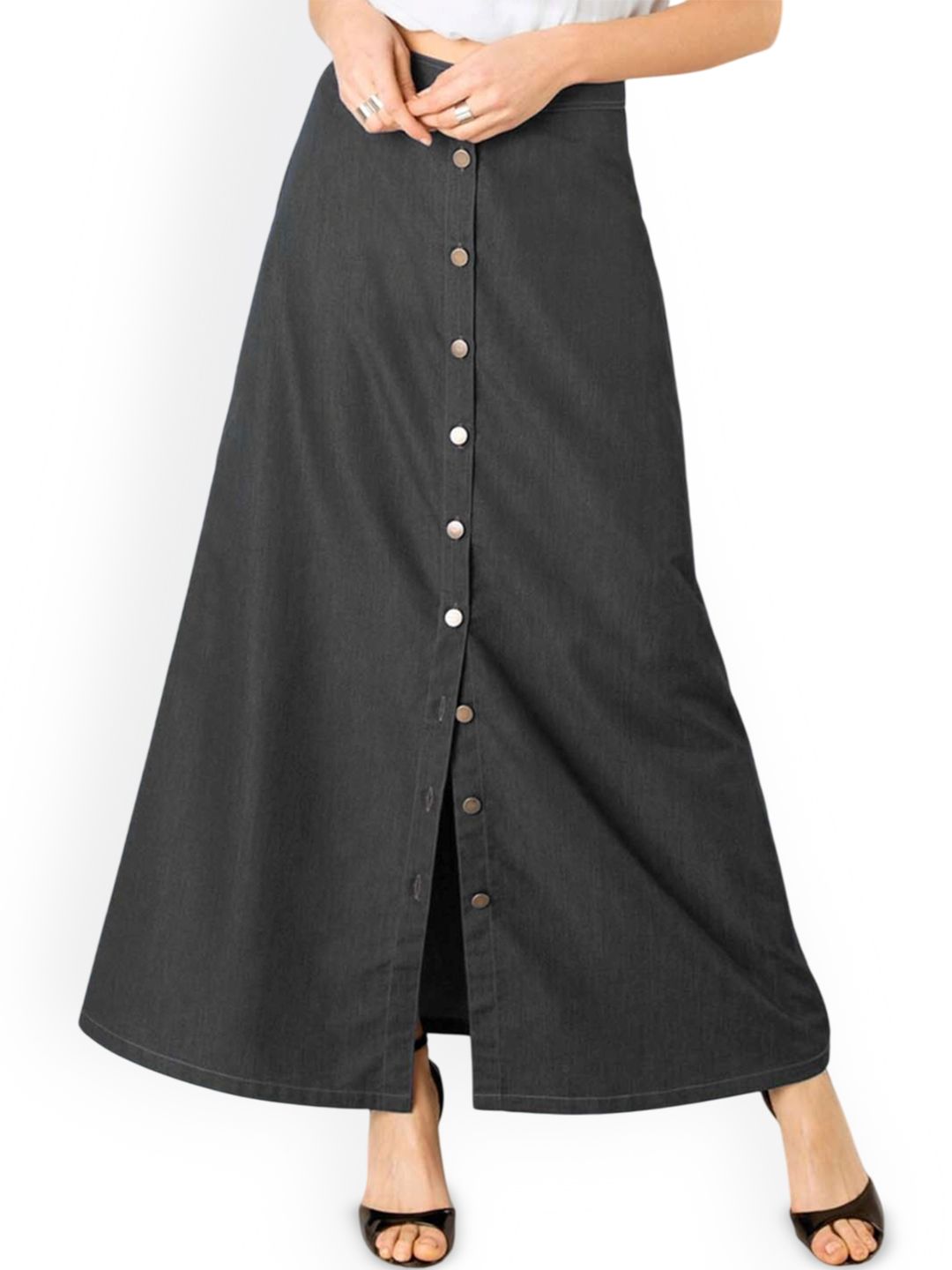 Tripursundari Fashion A-Line Maxi Denim Skirt