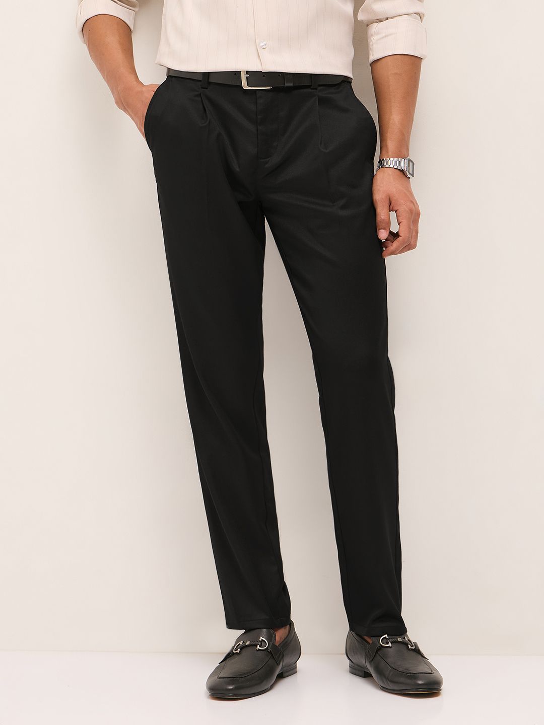 THE BEAR HOUSE Men Regular Fit Mid-Rise Formal Trousers
