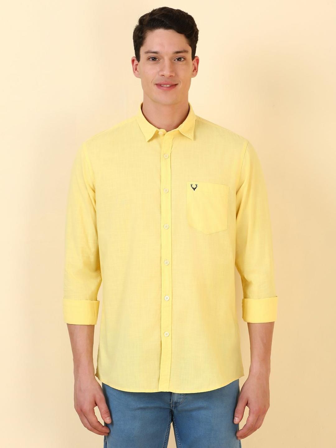 Allen Solly Allen Solly Men Solid Spread Collar Pure Cotton Casual Shirt