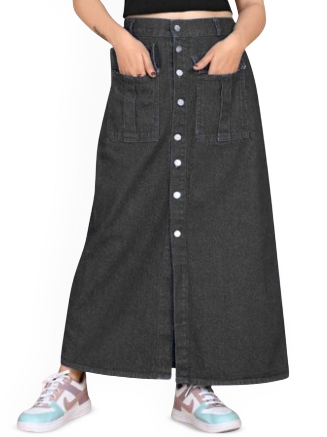 Tripursundari Fashion Denim A-Line Maxi Skirt