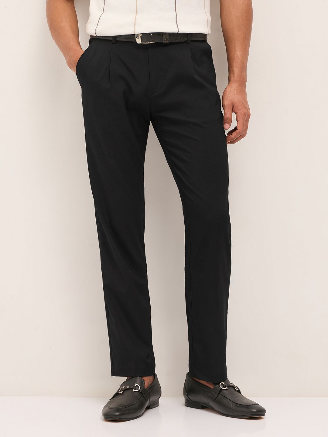 THE BEAR HOUSE Men Solid Regular Fit Formal Trouser