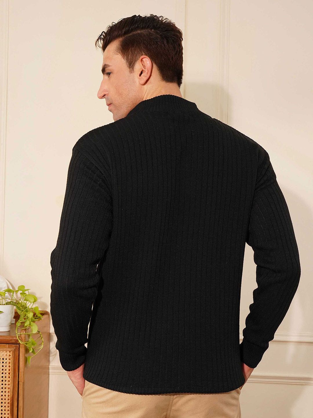 Buy KVETOO Ribbed High Neck Half Zipper Pullover - Sweaters for