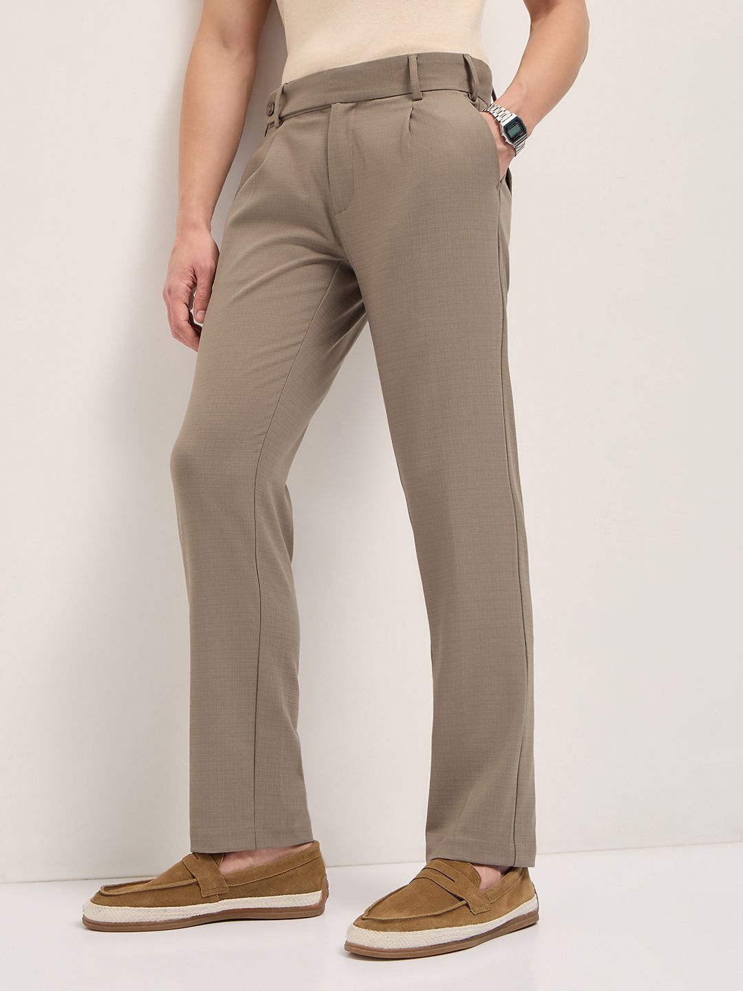 THE BEAR HOUSE Men Woven Checked Regular Fit Formal Trouser