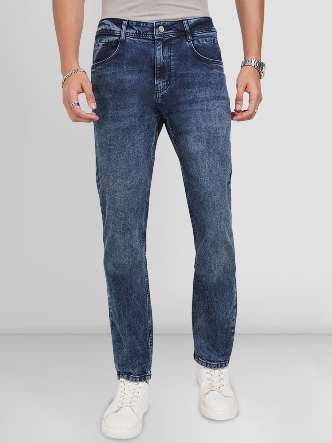 SF JEANS by Pantaloons Men Slim Fit Mid-Rise Heavy Fade Jeans