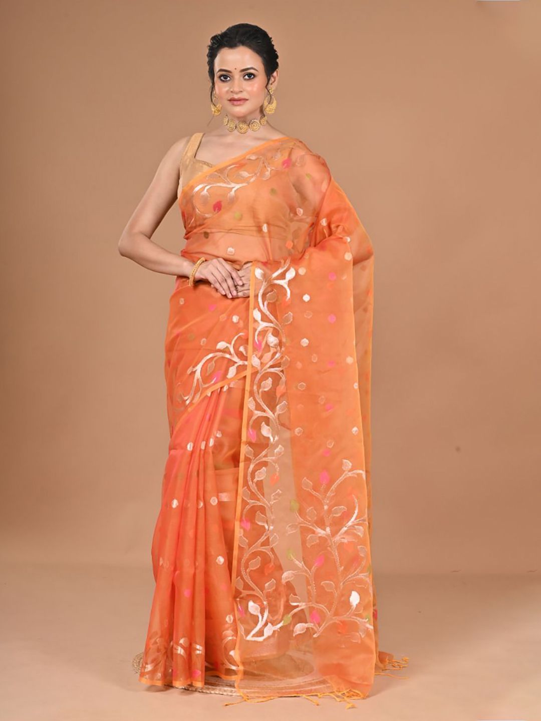 Morchari Woven Design Organza Jamdani Saree