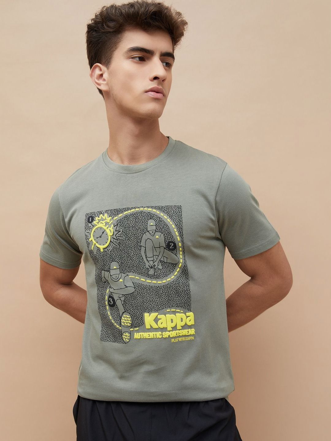 Kappa Men Graphic Printed Round Neck Cotton T-shirt