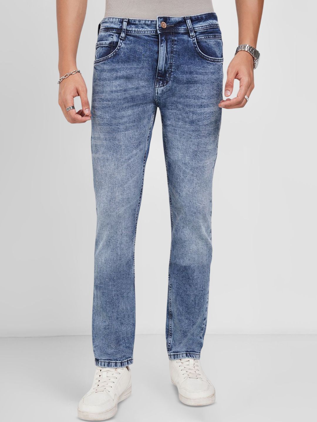 SF JEANS by Pantaloons Men Slim Fit Mid-Rise Heavy Fade Jeans
