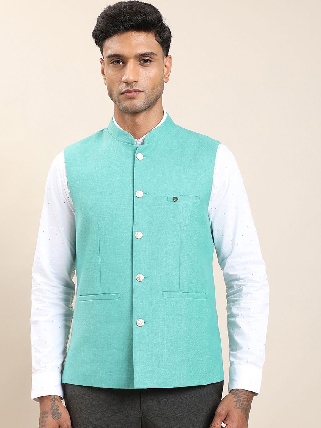 Turtle Slim-Fit Mandarin Collar Nehru Jacket