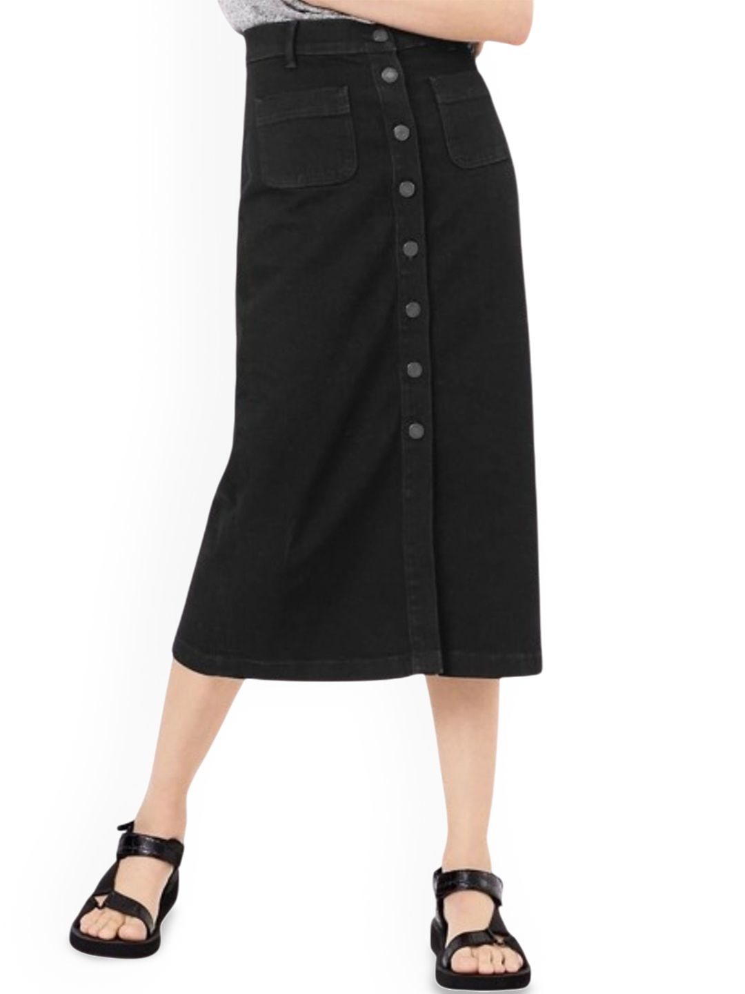 Tripursundari Fashion Mid-Rise Straight Midi Skirt