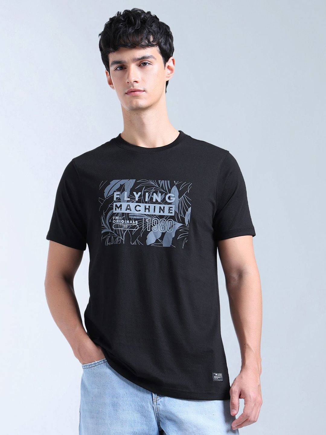 Flying Machine Men Typography Printed Round Neck T-shirt