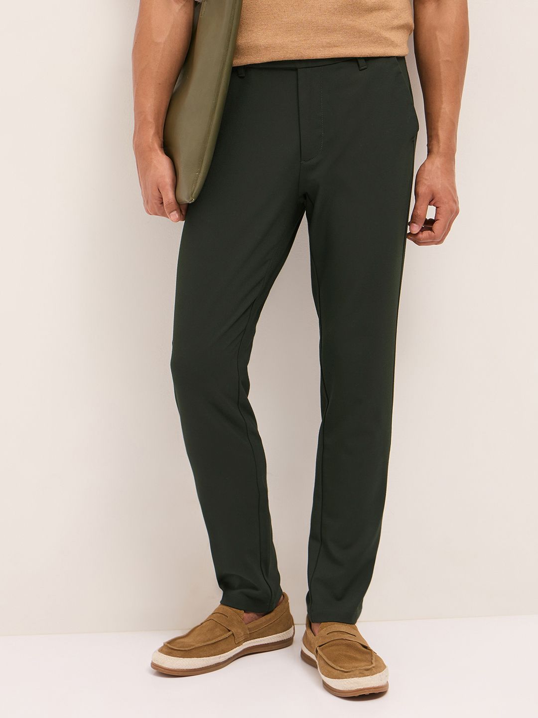 THE BEAR HOUSE Men Slim Fit Mid-Rise Formal Trousers