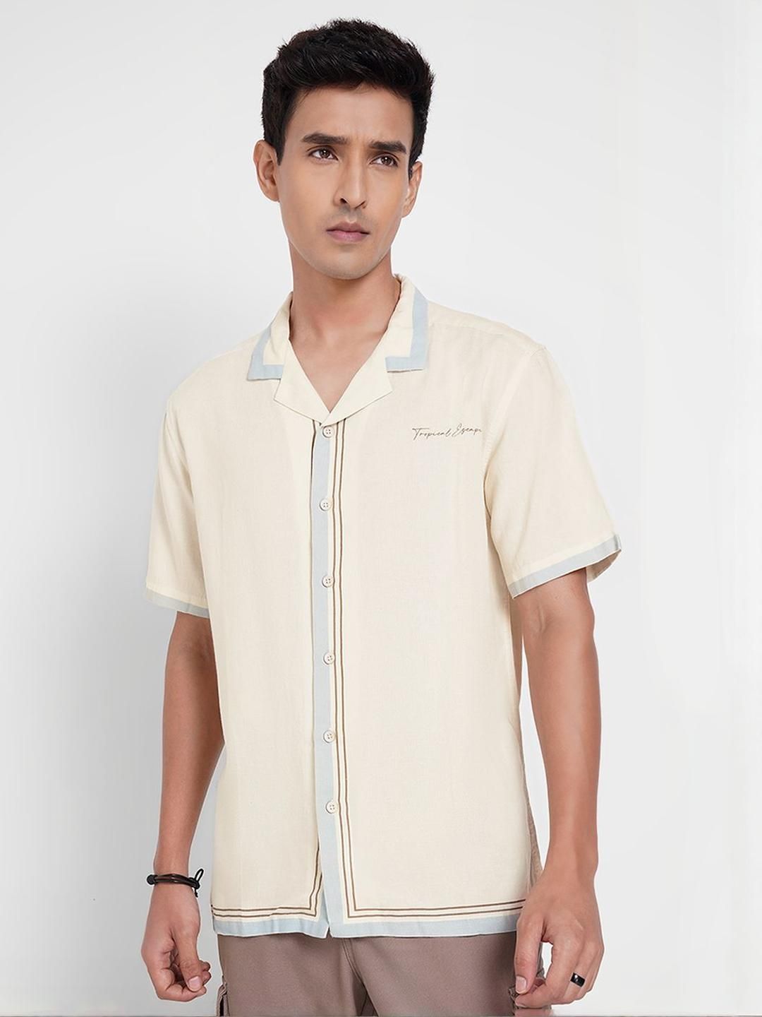 7 Alt by Pantaloons Relaxed Fit Twill Spread Collar Casual Shirt