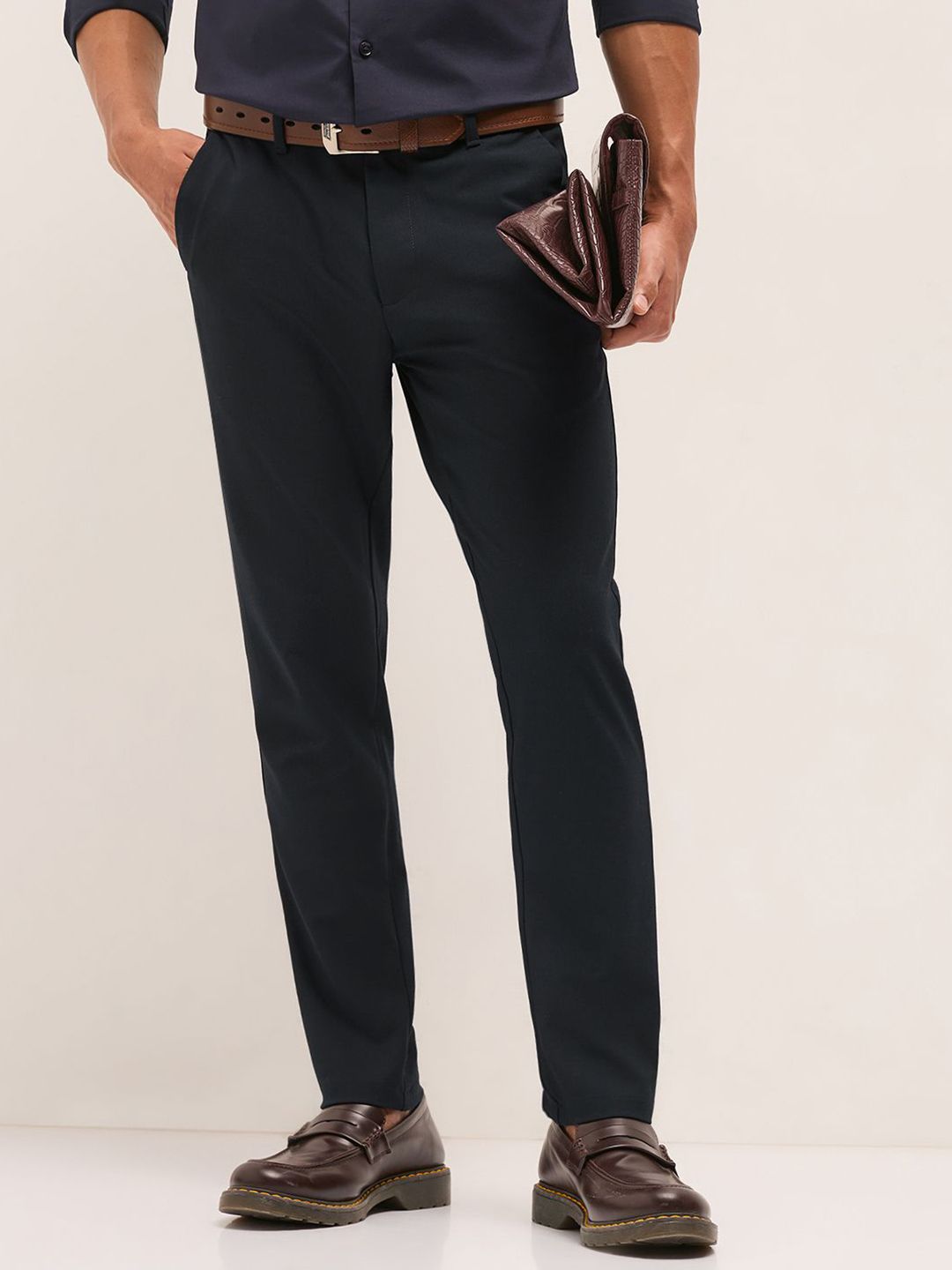 THE BEAR HOUSE Men's Solid Slim Fit Formal Trouser