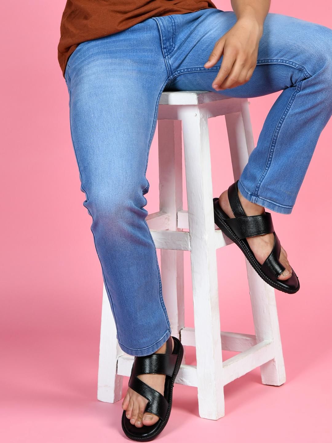 STEPHORN Men Black Sandals
