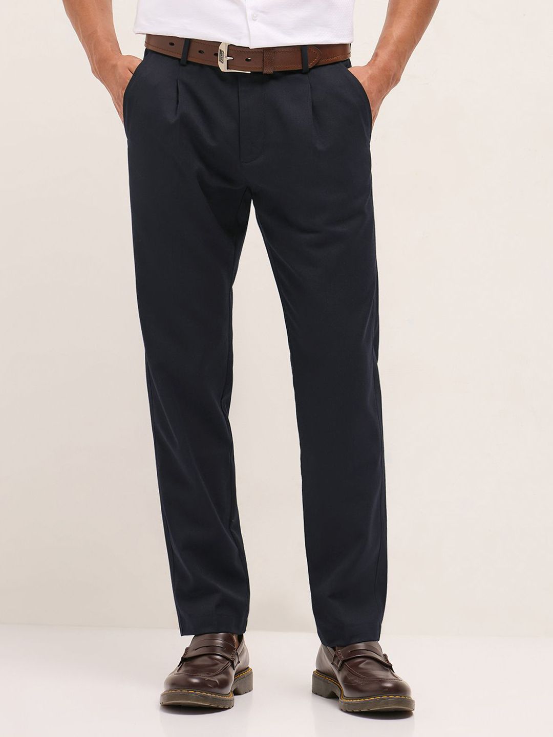 THE BEAR HOUSE Men Solid Regular Fit Formal Trouser