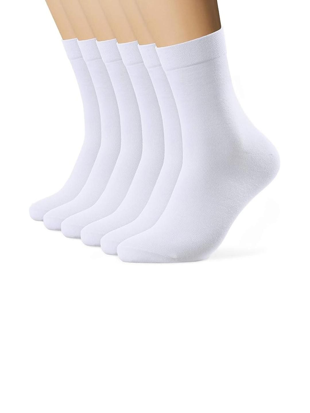 VOICI  Pack of 6 White Formal Cotton Calf Length Socks