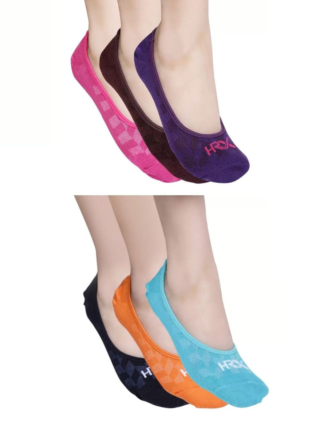 HRX by Hrithik Roshan Unisex Pack Of 6 Checked Shoe Liner Socks