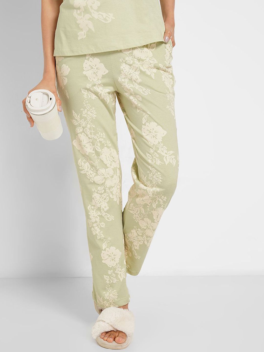 Women Pure Cotton Lounge Pants Dreamz by Pantaloons Women Floral Printed Pure Cotton Lounge Pants