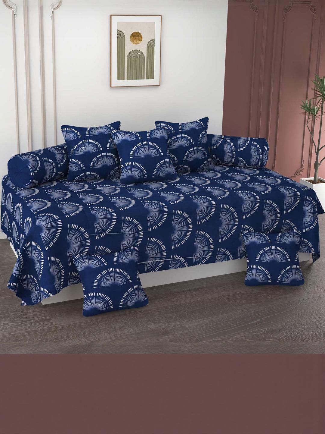 HIYANSHI HOME FURNISHING Cotton 8-Piece Diwan Set1 SingleBedsheet,5 CushionCovers &