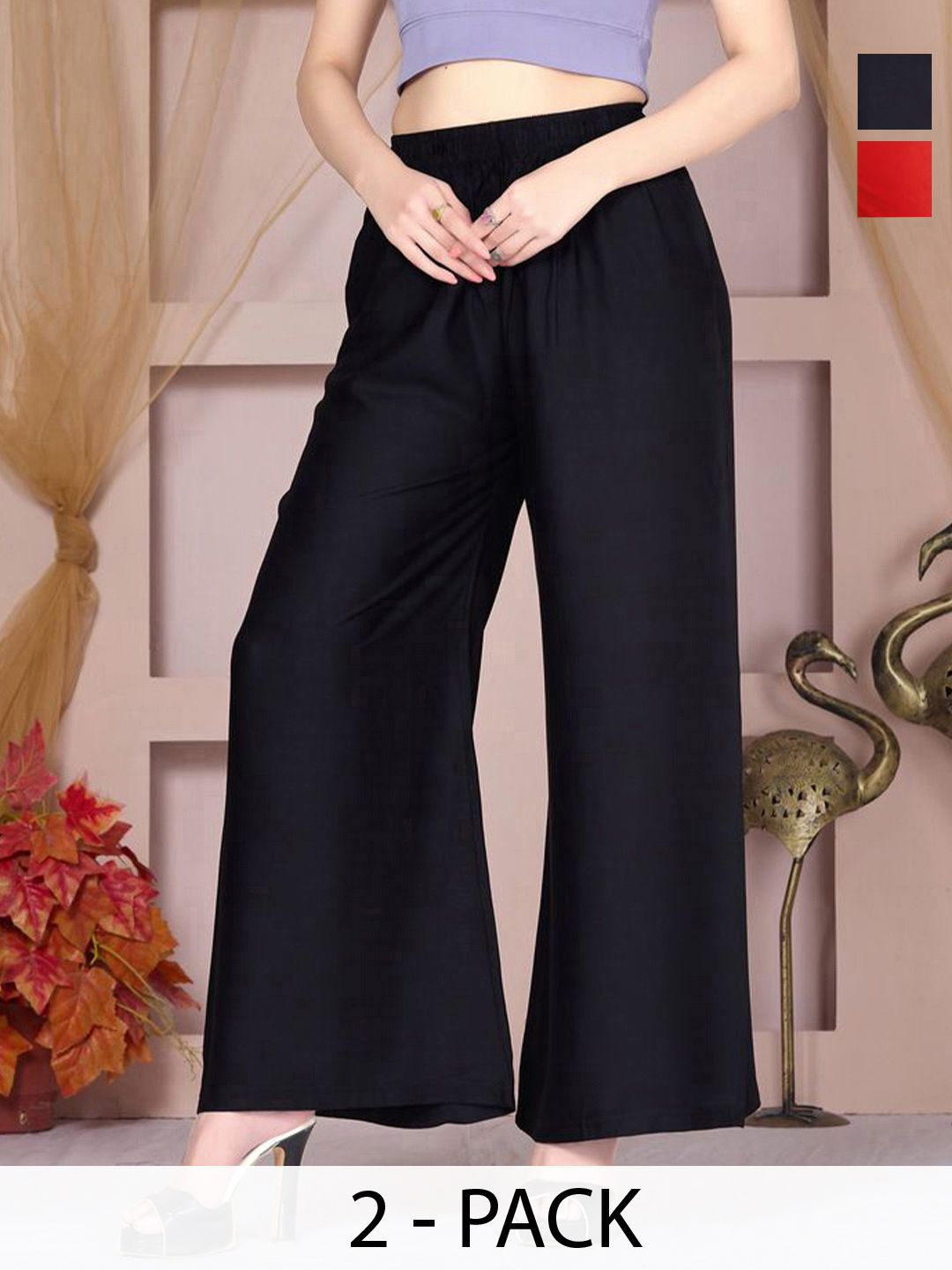 Vivika Women Pack of 2 Flared Regular Palazzos