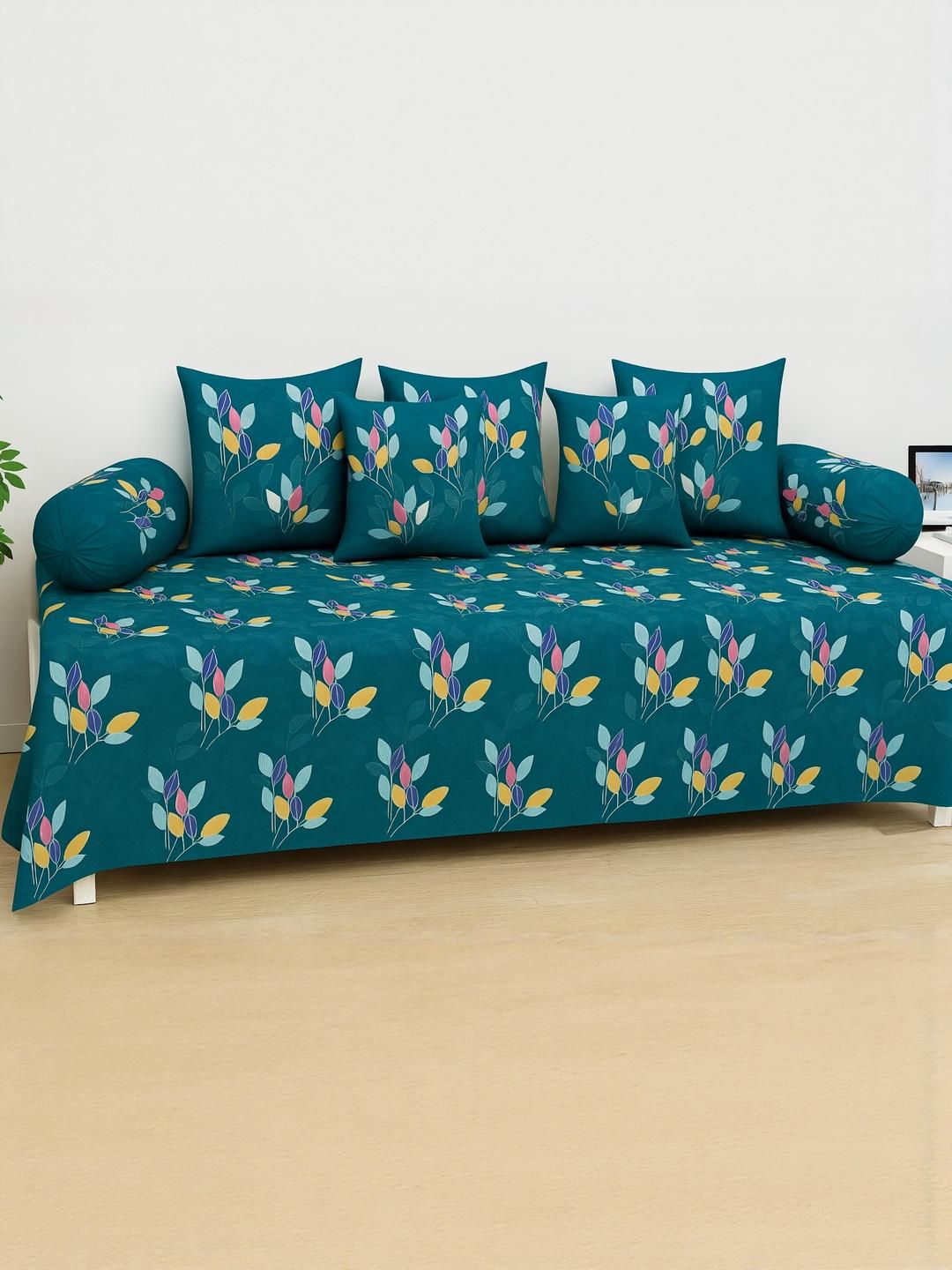 HIYANSHI HOME FURNISHING Cotton 8-Piece Single Bedsheet Diwan Set