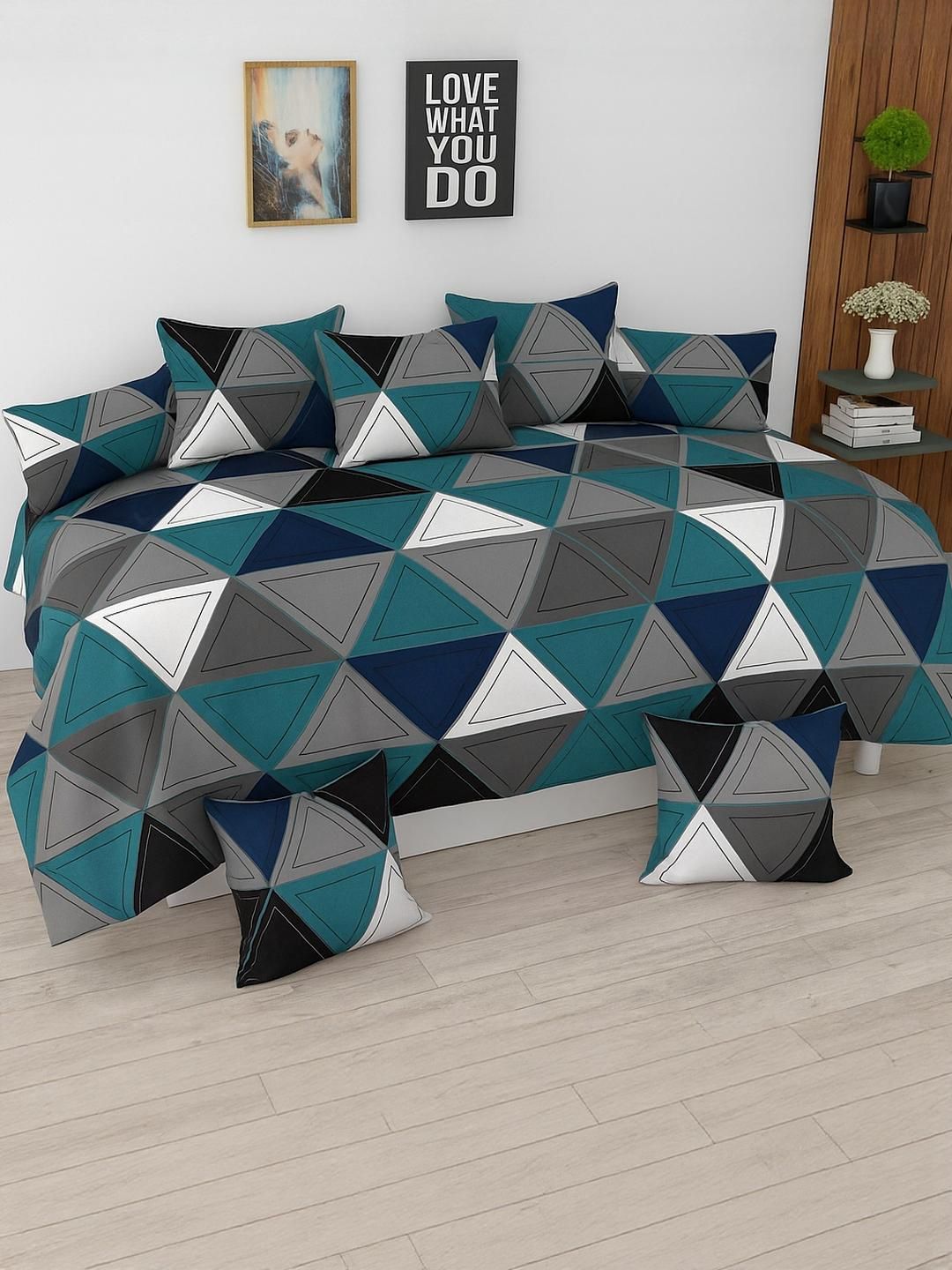 HIYANSHI HOME FURNISHING Multi Coloured Cotton 8-Pieces Diwan Set