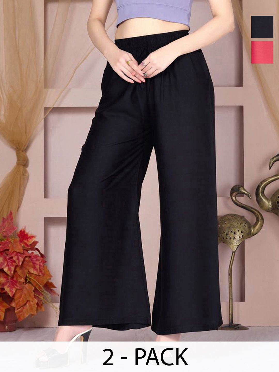 Vivika Women Pack Of 2 High-Rise Flared Palazzos
