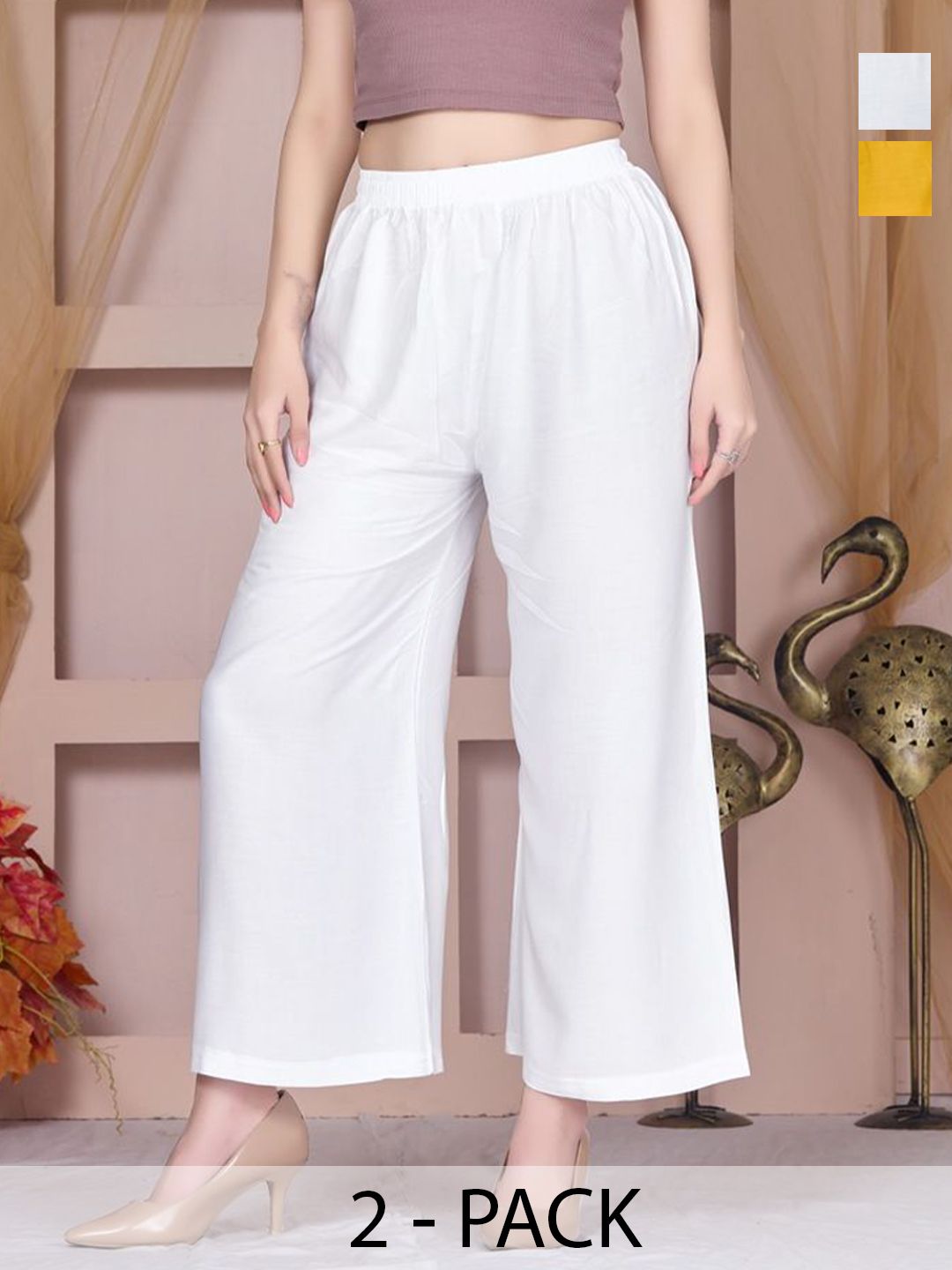Vivika Women Pack Of 2 Wide Leg Palazzos