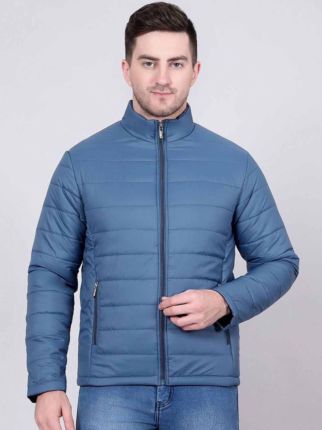 Stylecast X Kotty Men Mock Collar Solid Lightweight Puffer Jacket