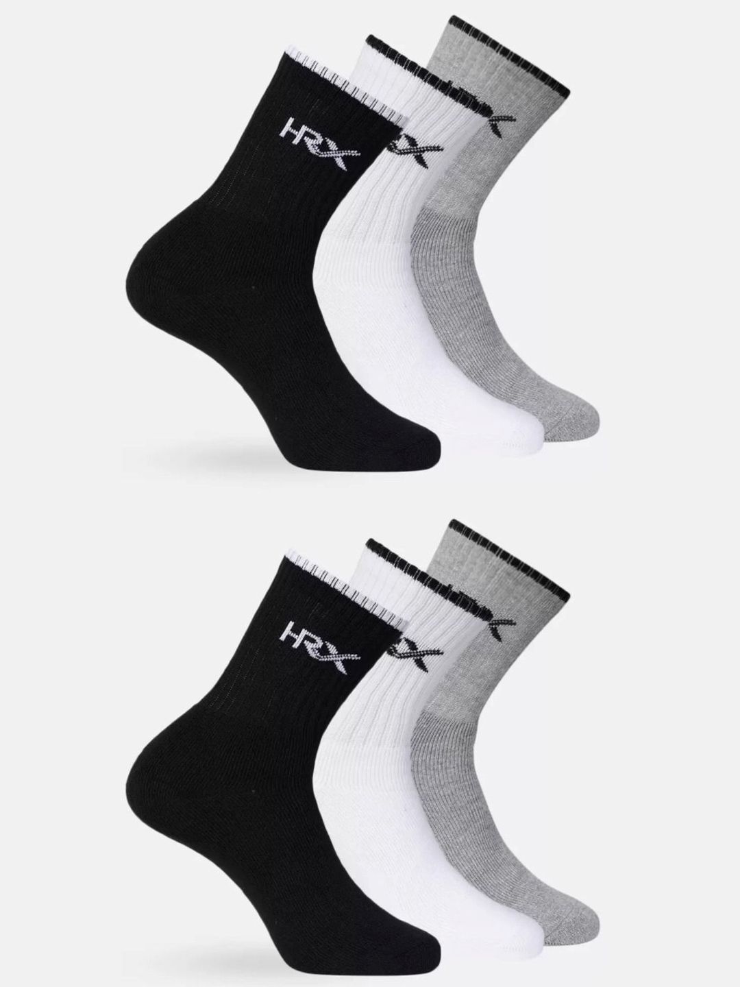 HRX by Hrithik Roshan Unisex Pack Of 6 Patterned Calf-Length Socks