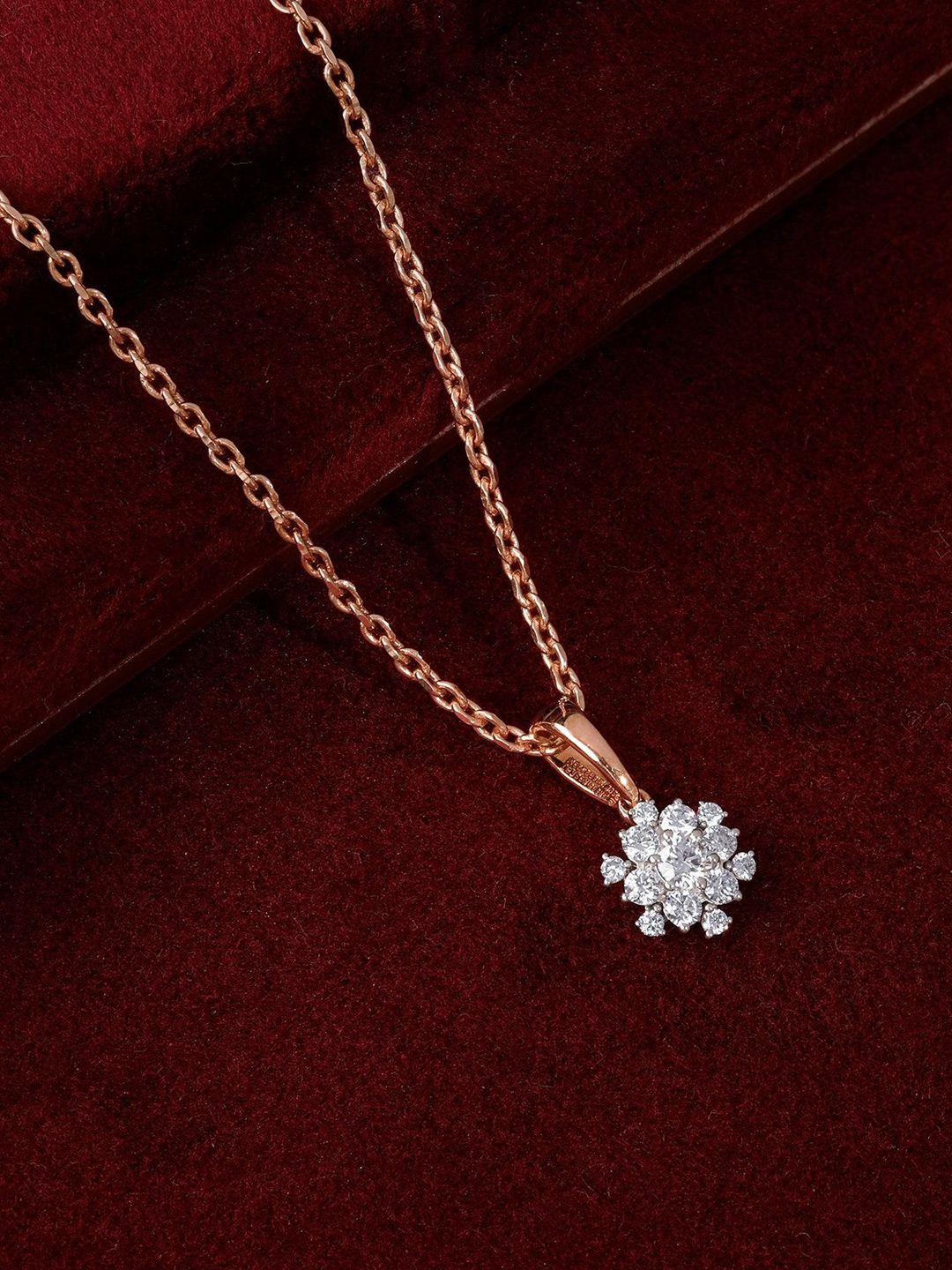 GIVA 14KT Gold Classy Floral Lab Grown Diamond Pendant