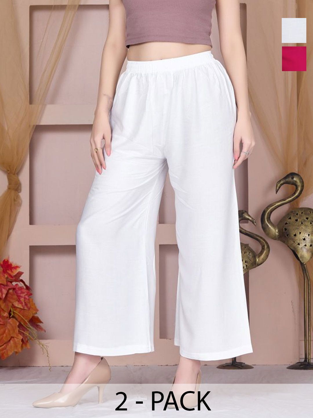 Vivika Women Pack of 2 Flared Palazzos