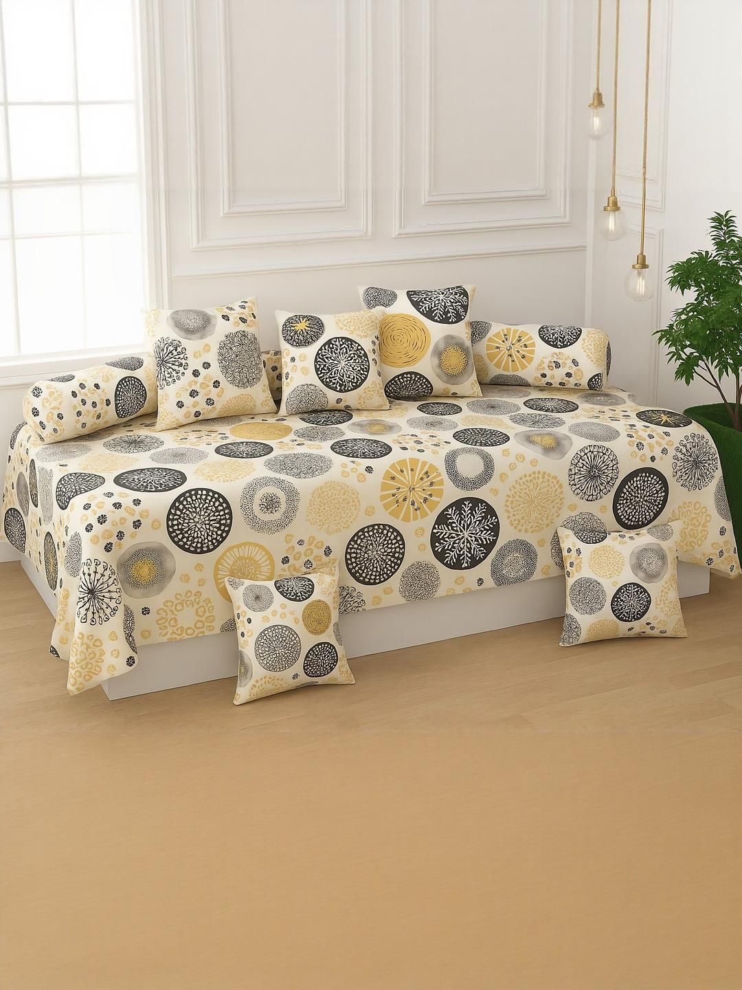 Hiyanshi Home Furnishing Cotton Pack Of 8 Diwan Set Covers