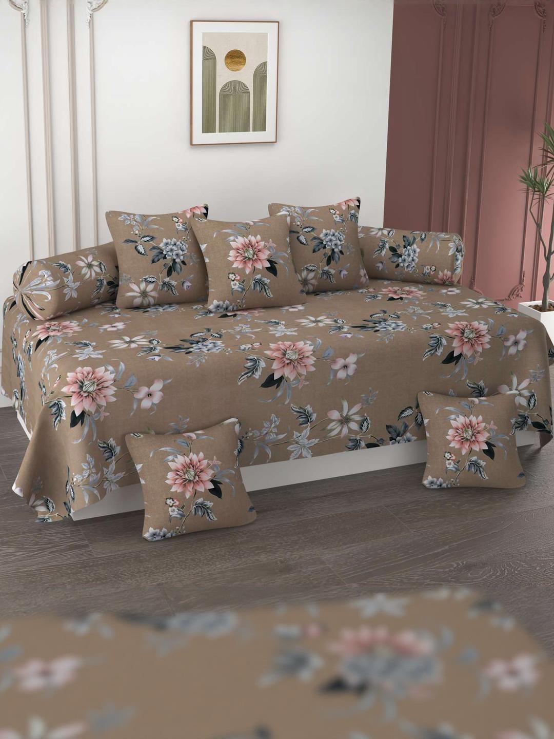 HIYANSHI HOME FURNISHING Single Bedsheet With Cushion Covers & Bolster Covers Diwan Set