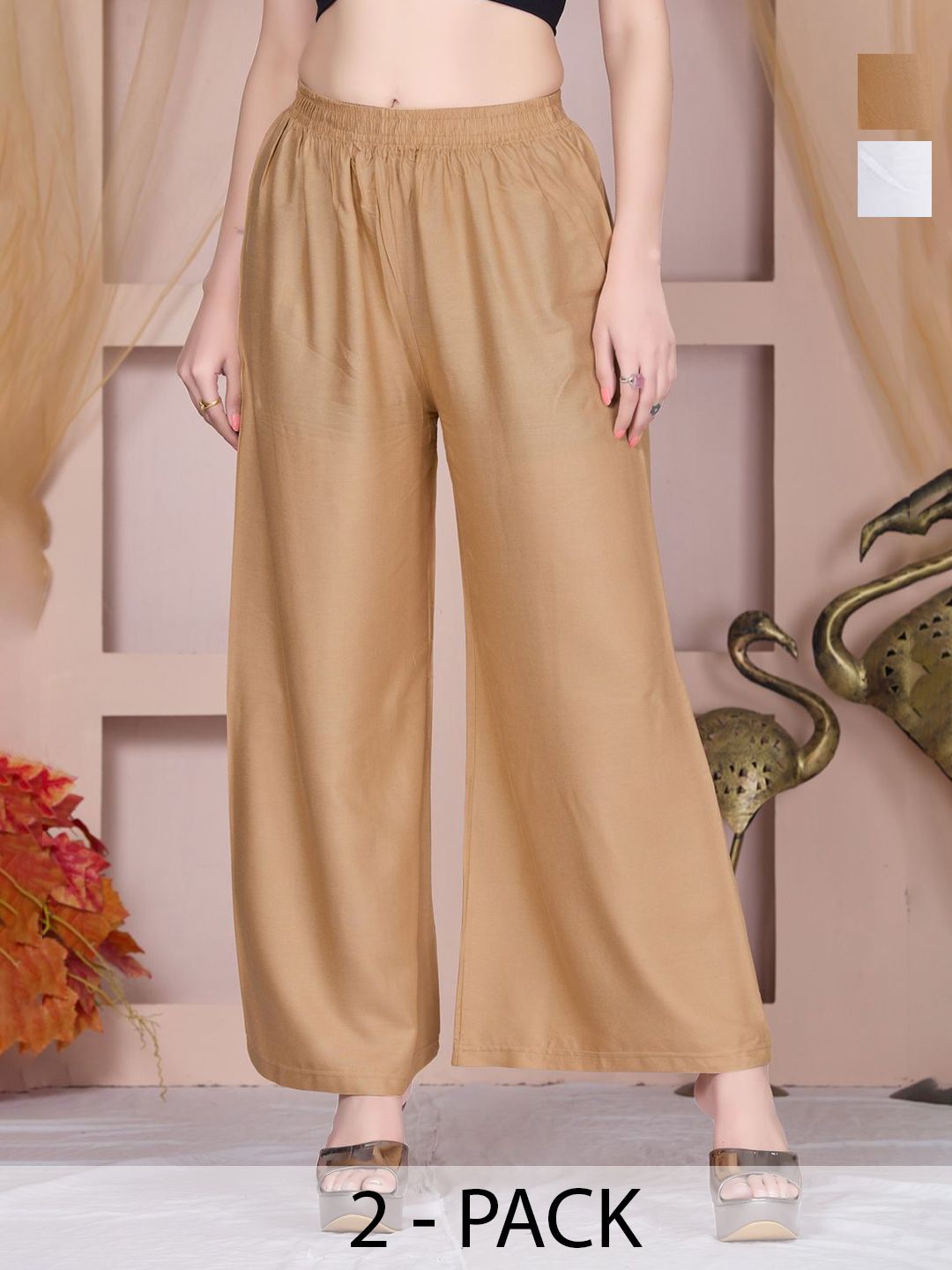 Vivika Women Pack Of 2 Flared Palazzos