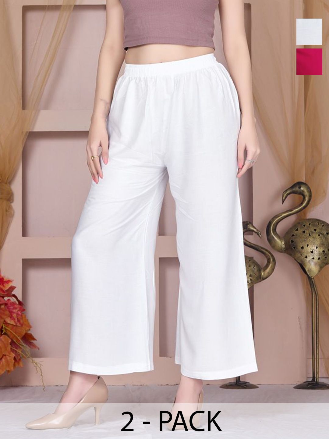 Vivika Women Pack Of 2 Flared Palazzos