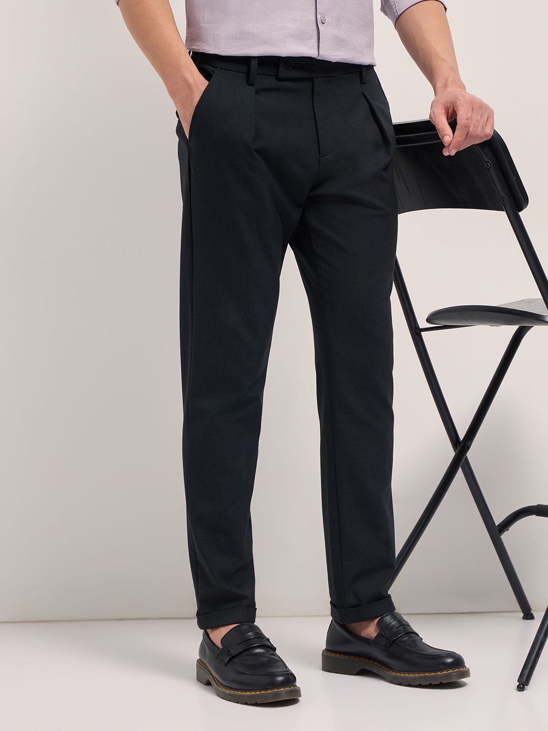 THE BEAR HOUSE Men Woven Slim Fit Formal Trousers