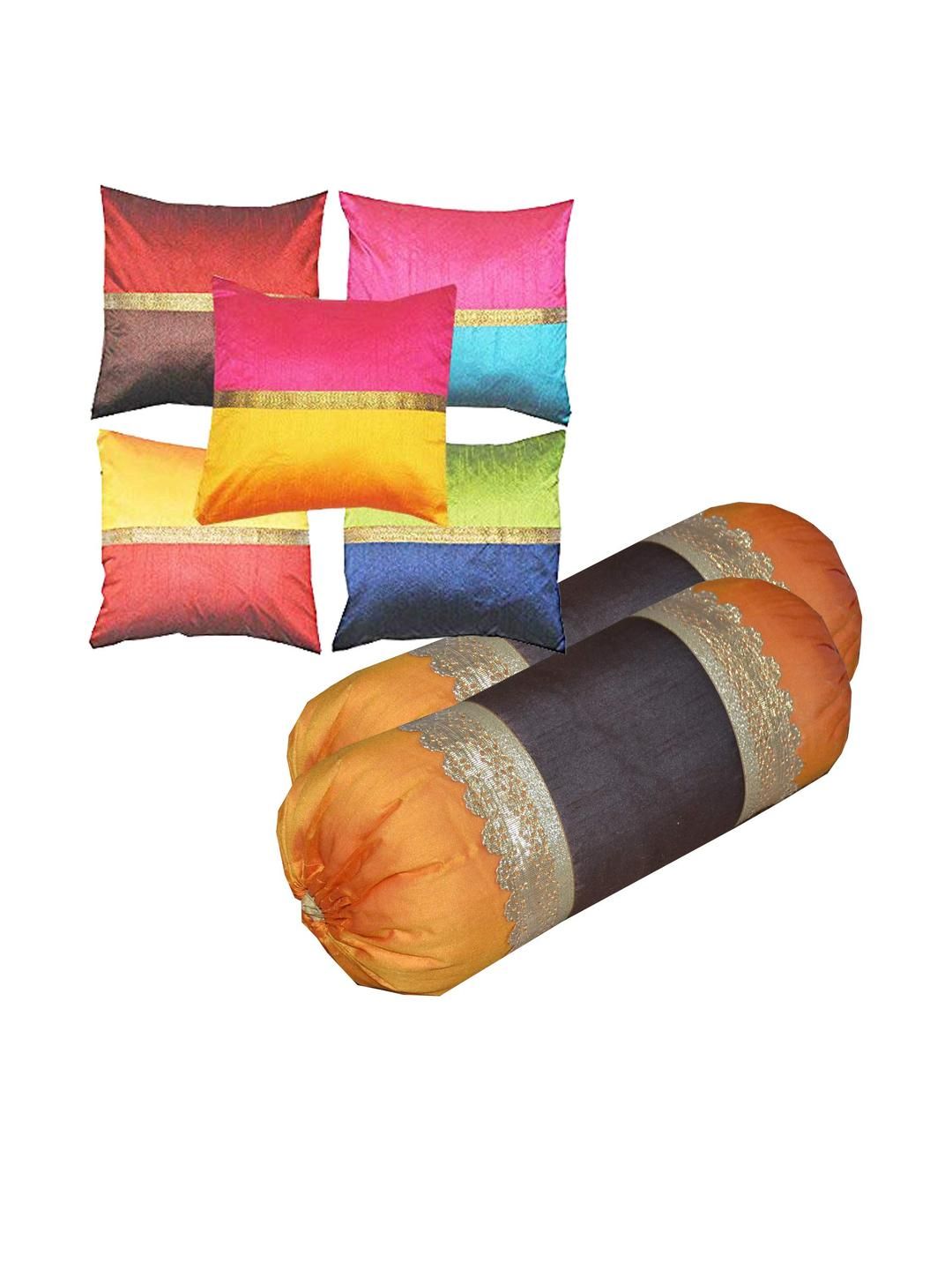 Pink Parrot Pinkparot Artsilk 12x12 inch cushion cover set of 5 pcs