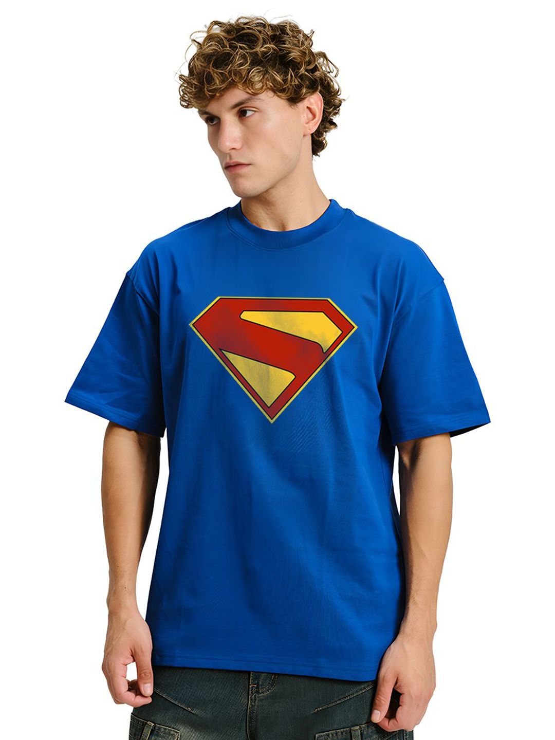 Buy BDSQUARE Superman Graphic Printed Drop-Shoulder Sleeves