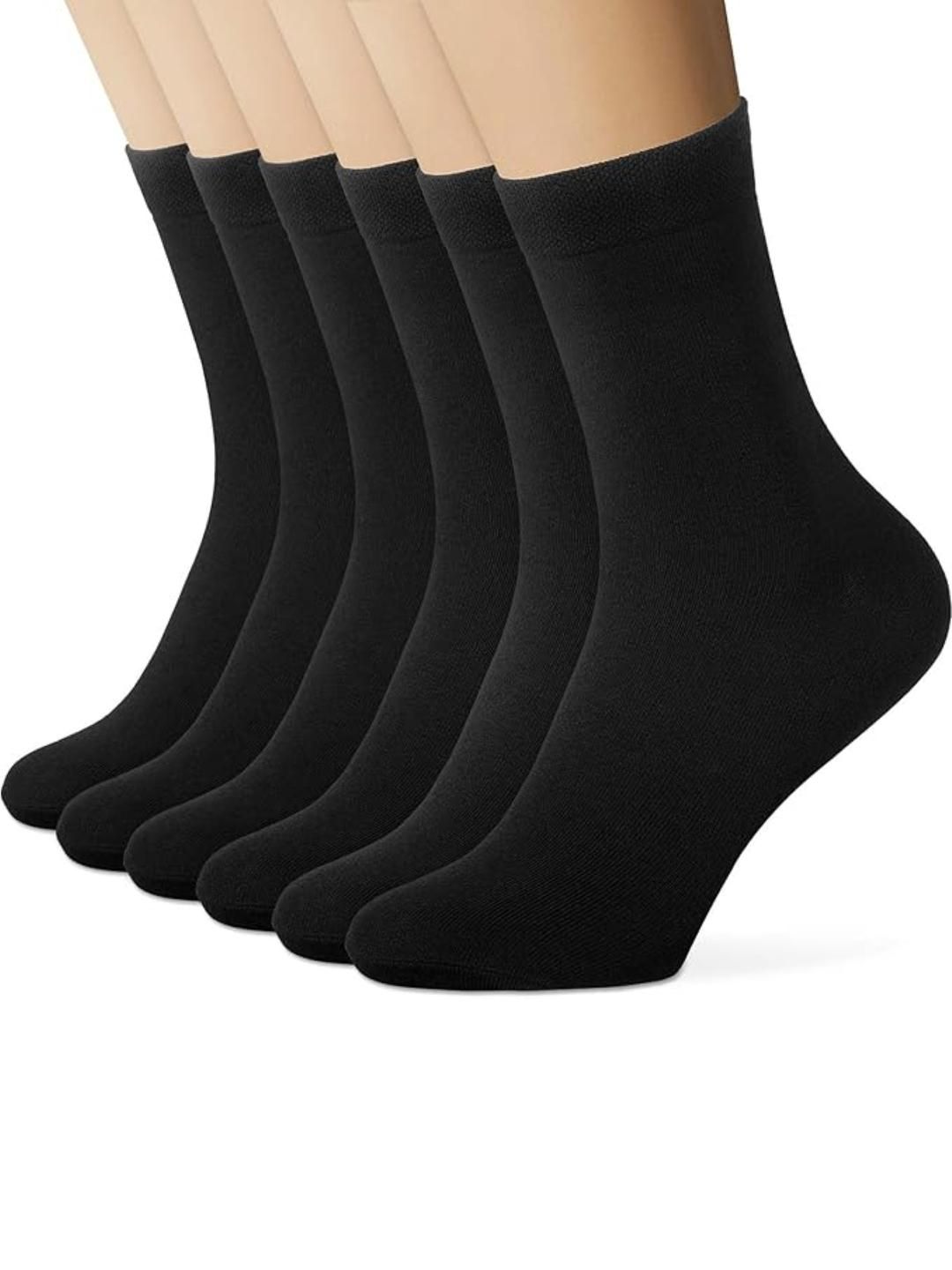 VOICI Pack of 6 Black Formal Calf Length Socks