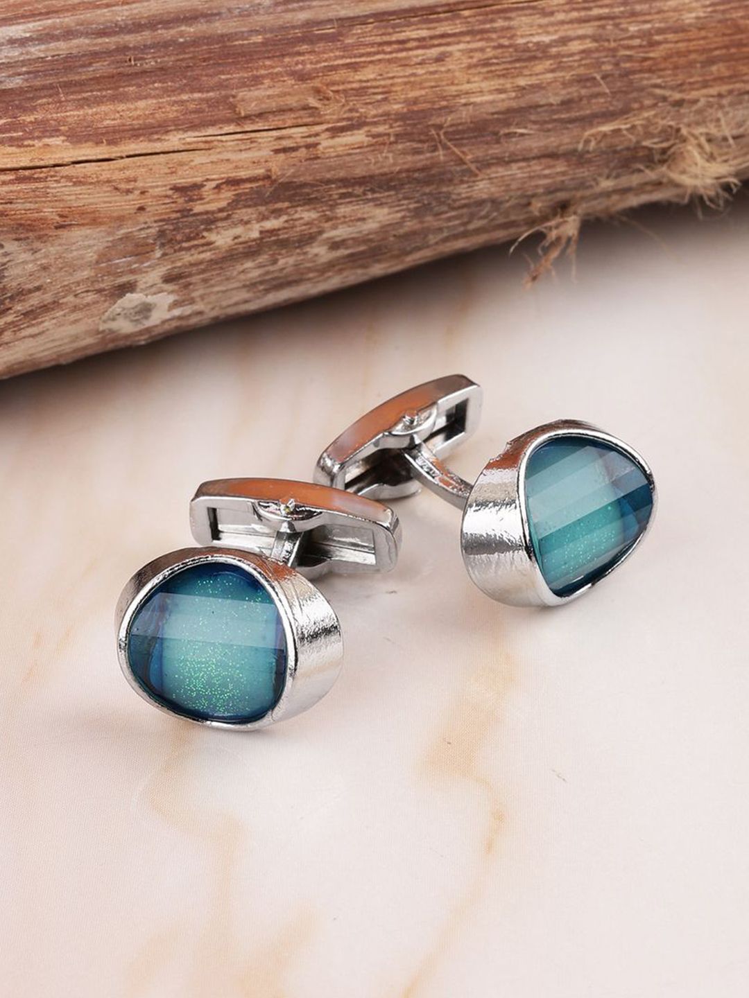 Alvaro Castagnino Men Silver-Plated Geometric Shaped Cufflinks