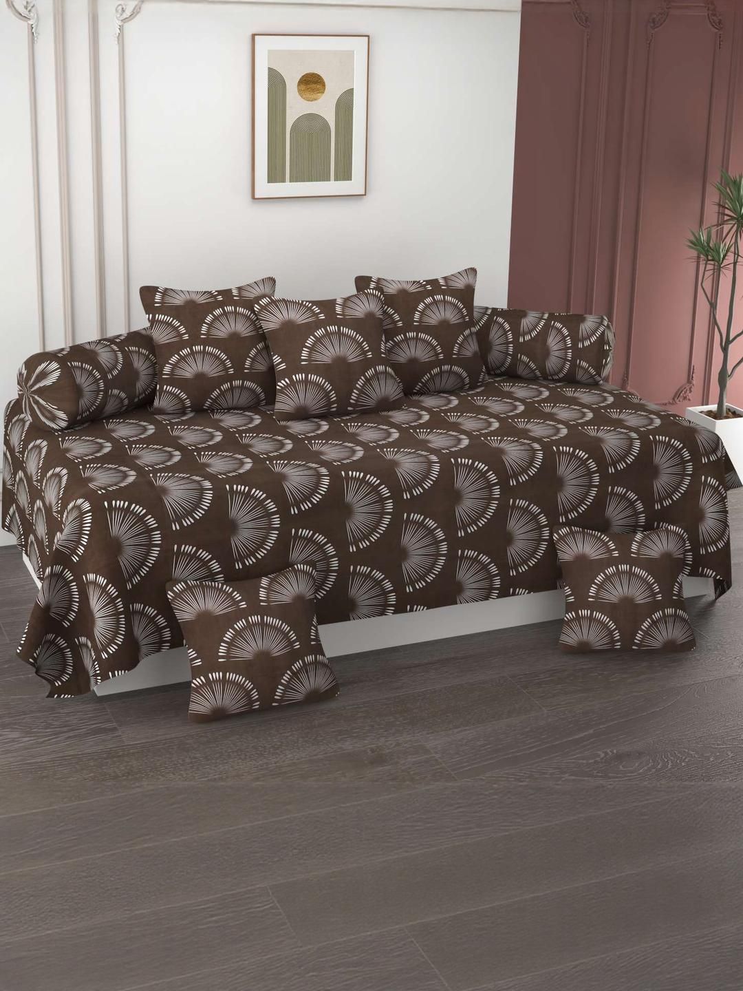 HIYANSHI HOME FURNISHING Set of 8 Piece Brown Diwan Set