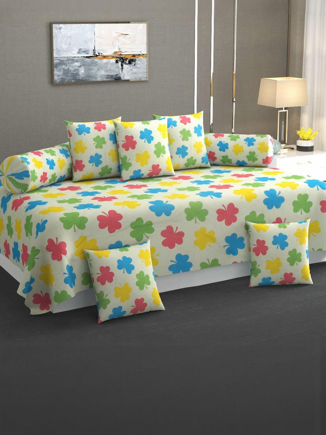 Hiyanshi Home Furnishing Printed 8-Piece Cotton Diwan Set