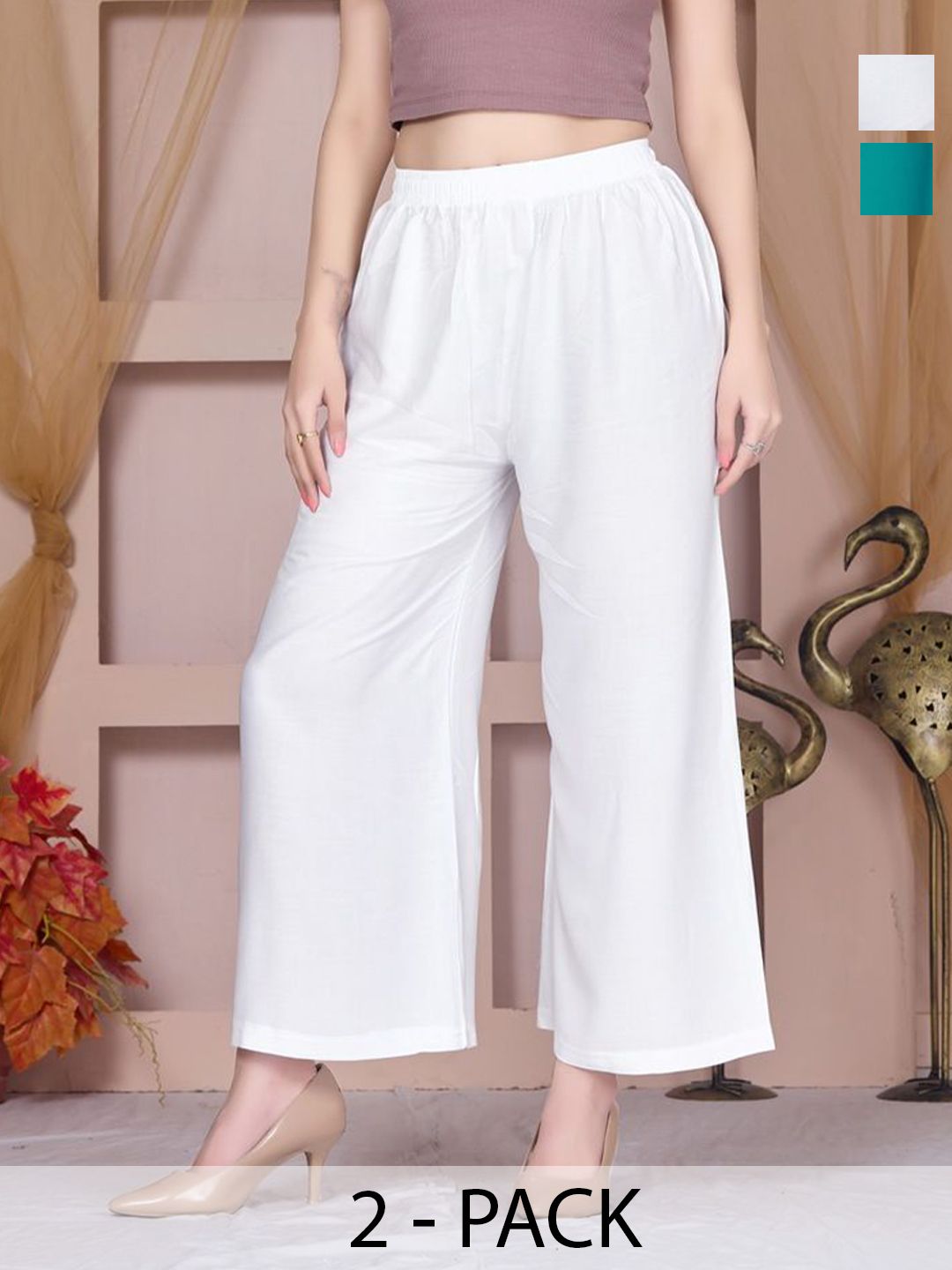 Vivika Women Pack Of 2 Flared Palazzos