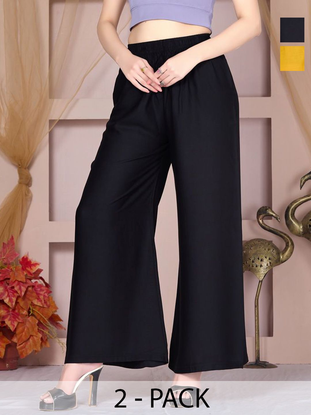 Vivika Women Pack of 2 Flared Palazzos